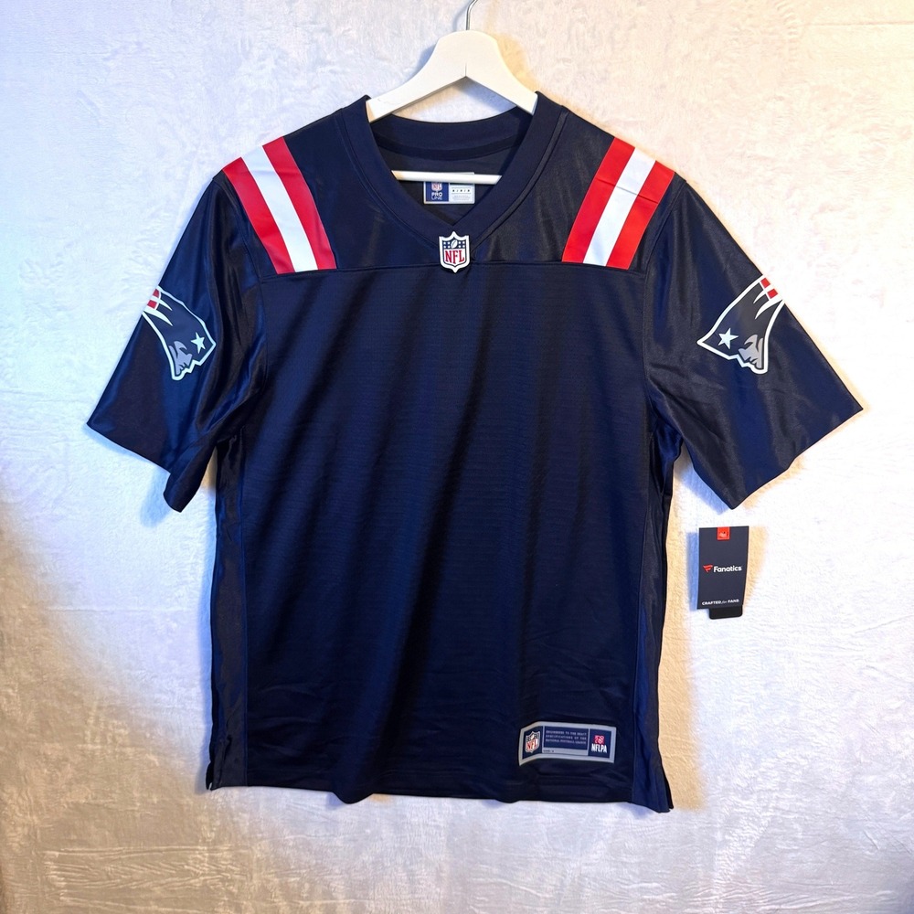 Fanatics Football Jersey New England Patriots Medium Navy Blue Mens - Picture 1 of 4